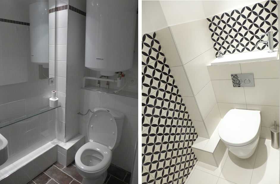 Avant Après de l’aménagement d’intérieur d’une salle de bain dans le Bas-Rhin