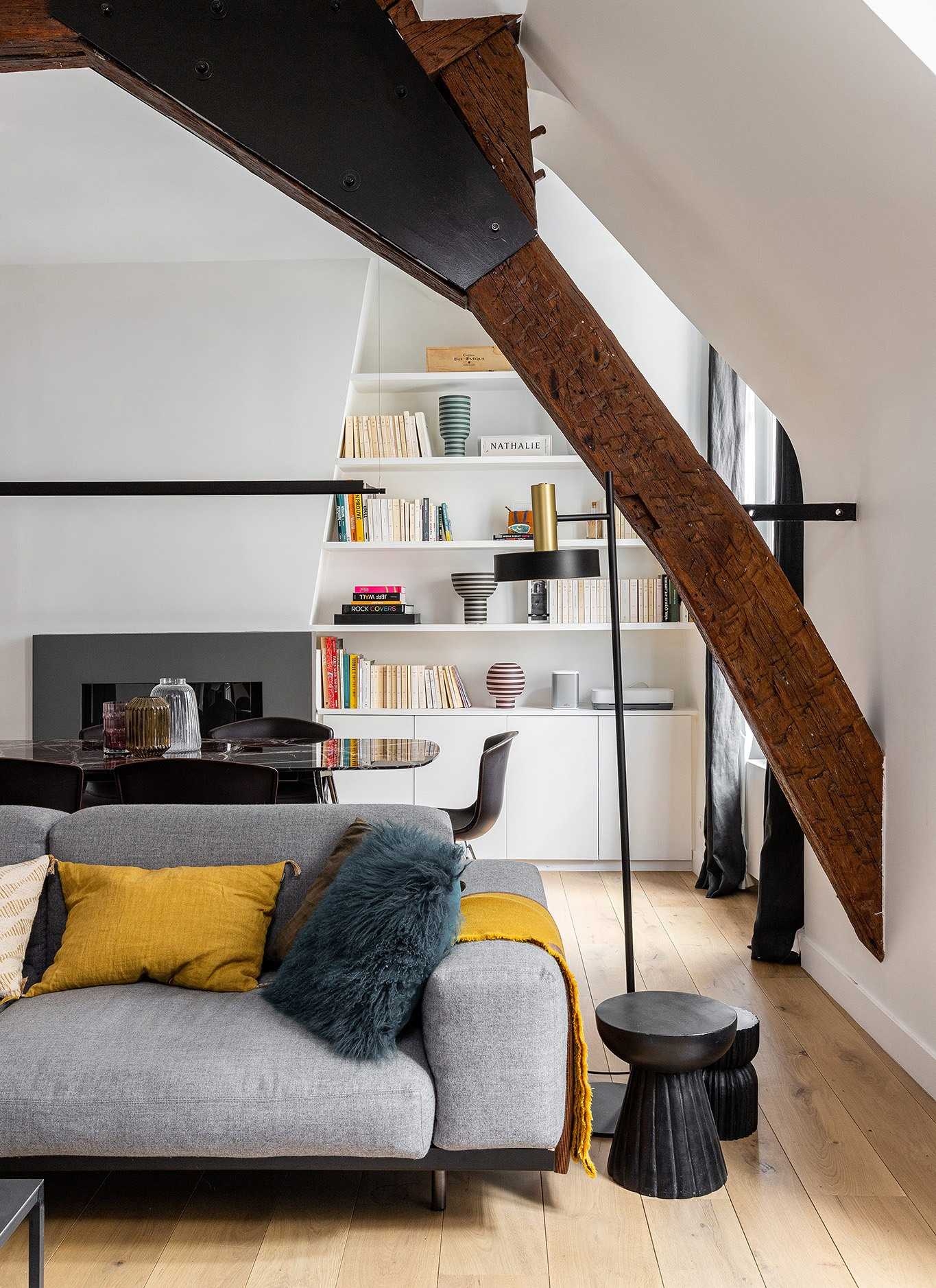 Interior design of the living room of an old apartment in Strasbourg