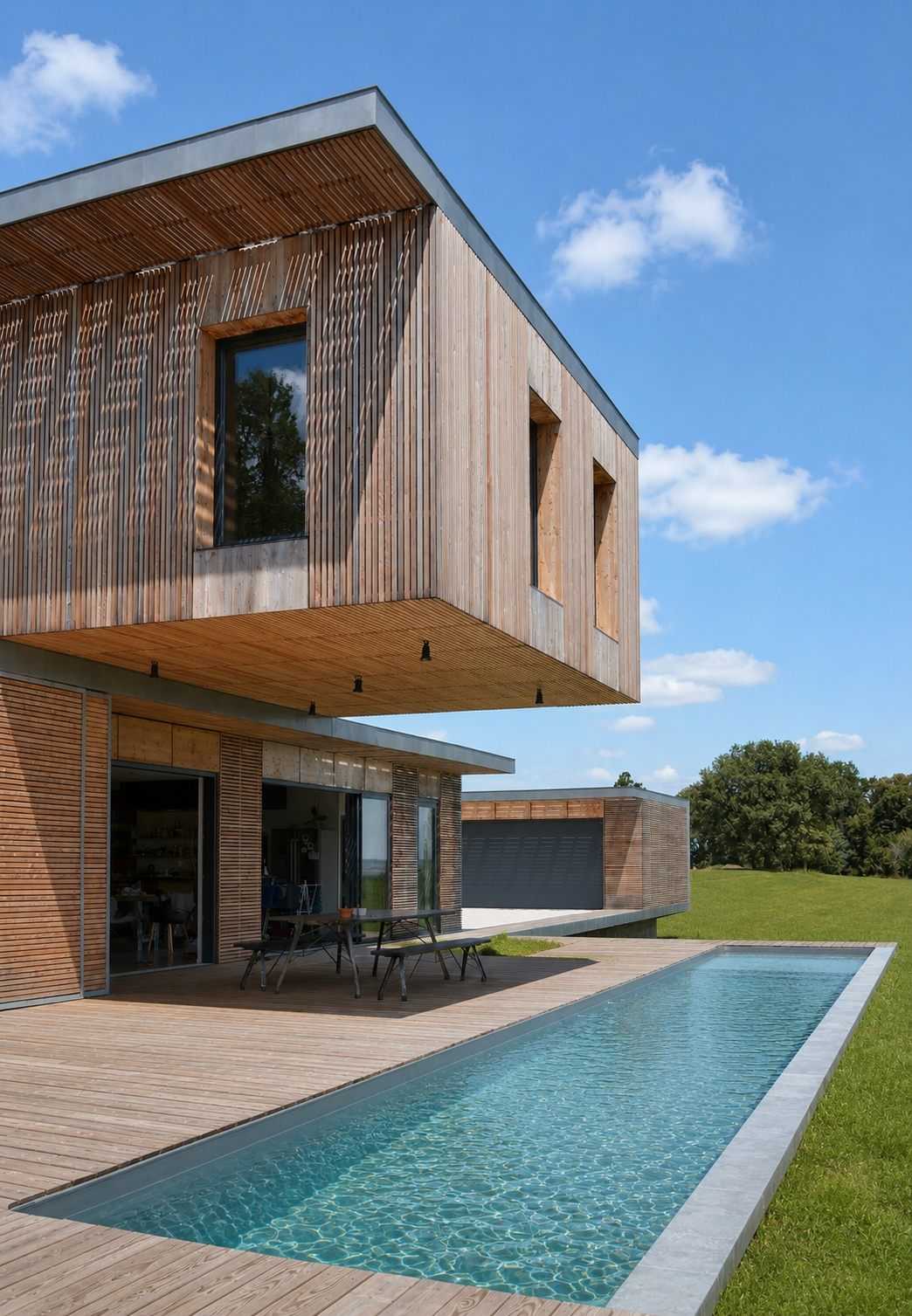 Contemporary wood and concrete house by an architect in Alsace
