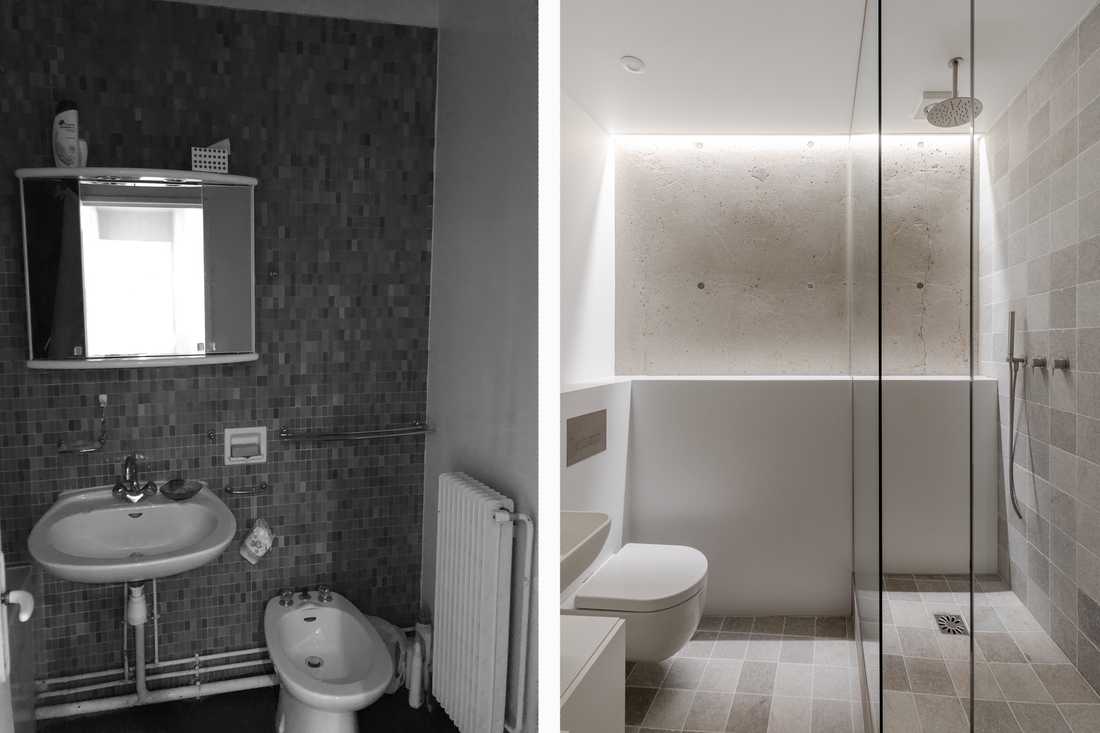 Avant - après : Rénovation de la salle de bain d'un appartement des années 70 à Strasbourg