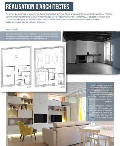Article de la revue Maison et Demeure sur la rénovation d'un appartement par un architecte d'intérieur