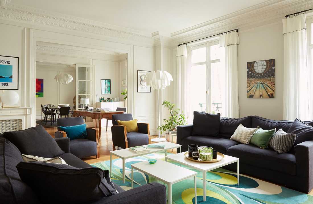 Rénovation du salon d'un appartement haussmannien à Strasbourg