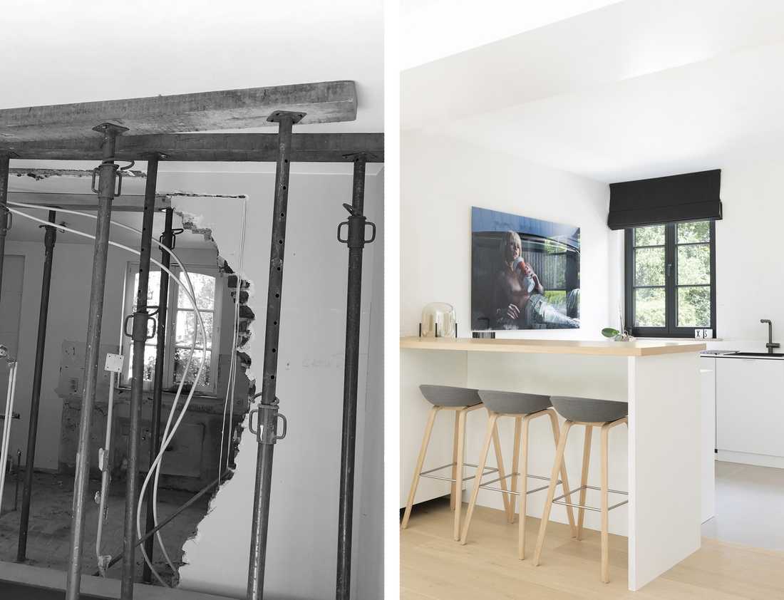 Avant-Après : Aménagement de la cuisine d'une ville à Strasbourg