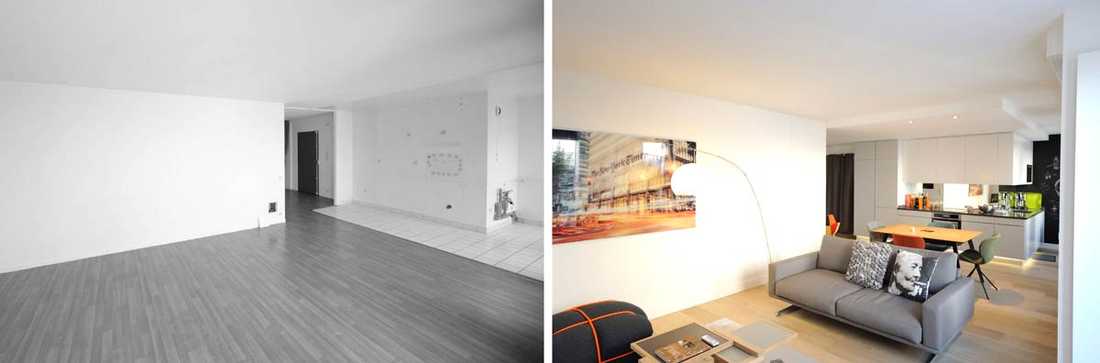 Rénovation d'un séjour par un architecte d'intérieur