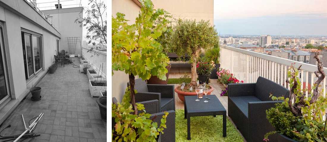 Aménagement d'une terrasse par un jardinier paysagiste à Strasbourg